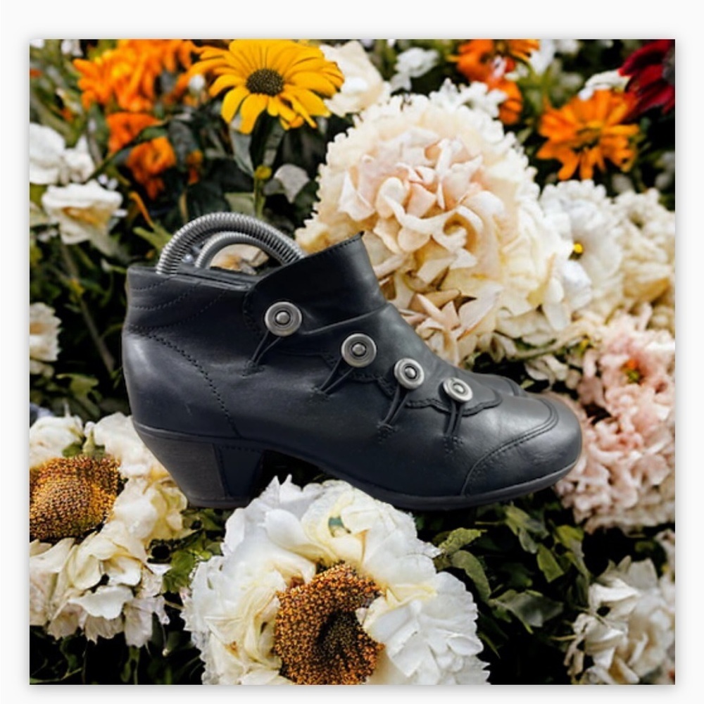 Remonte Dorndorf AnneMarie Women Shoes Black Sz 8 Leather Slip On Ankle Boots☀️ - Picture 5 of 15